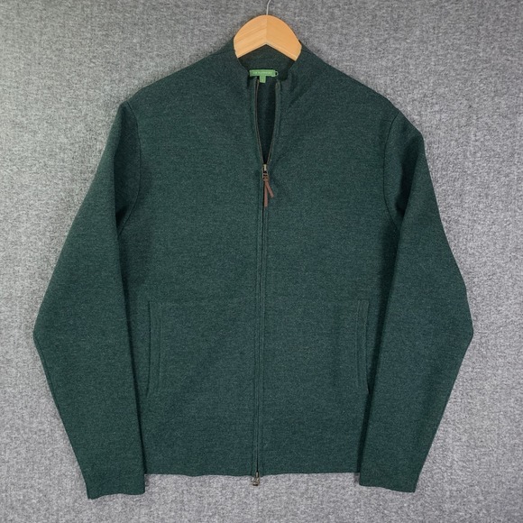 Sid Mashburn Wool Sweater Men Large Escorial Full Zip Cardigan Green Jacket